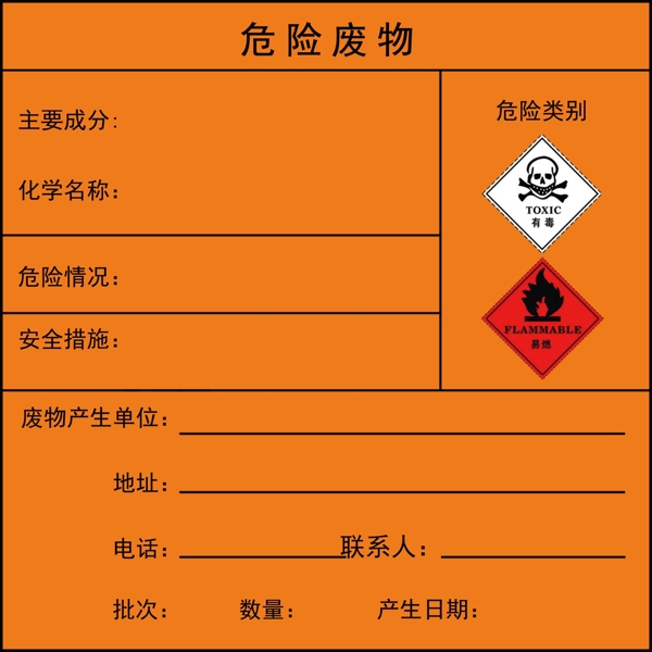 危險廢物指示牌