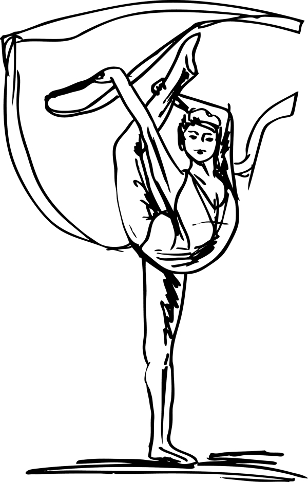 女子艺术体操艺术舞者矢量插画草图