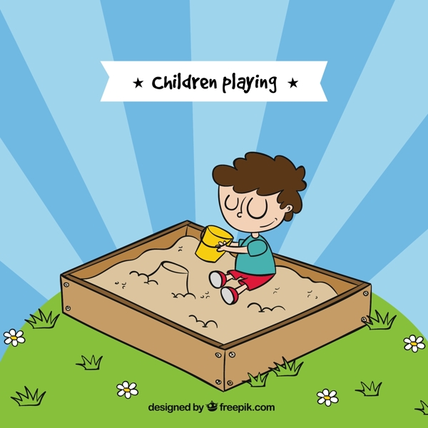 儿童玩沙的背景