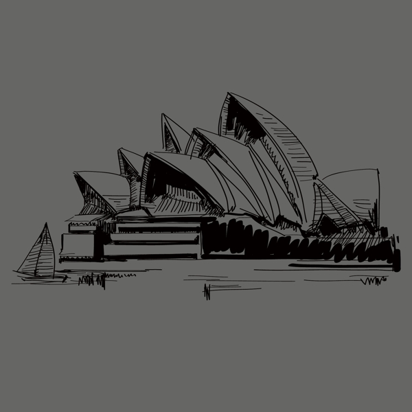 印花矢量图T恤图案建筑欧式建筑悉尼大剧院免费素材