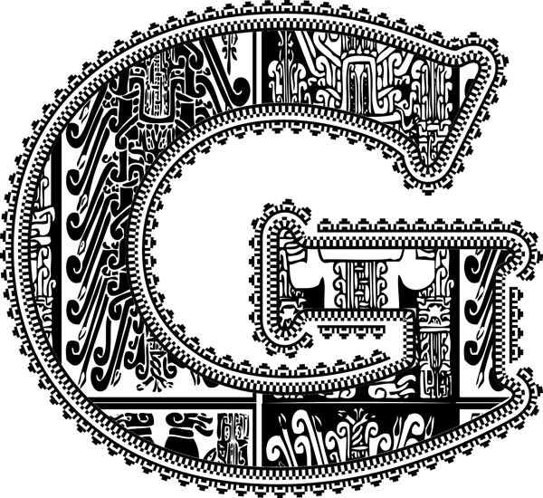 古字母G矢量插畫