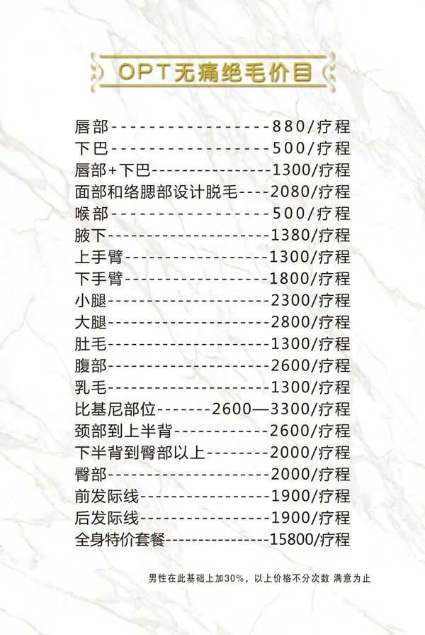 價目表