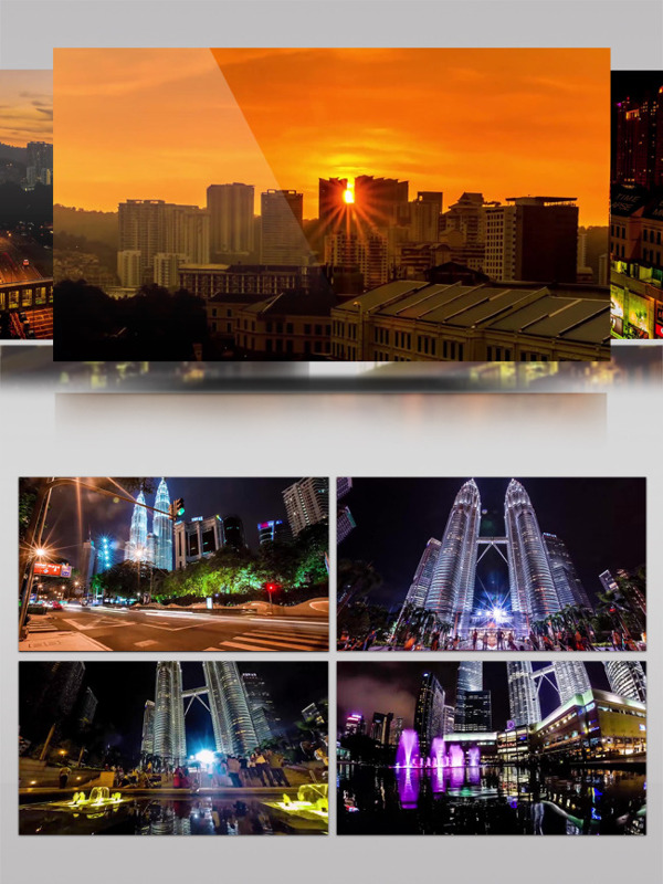 黄昏下的吉隆坡城市景观移轴延时摄影