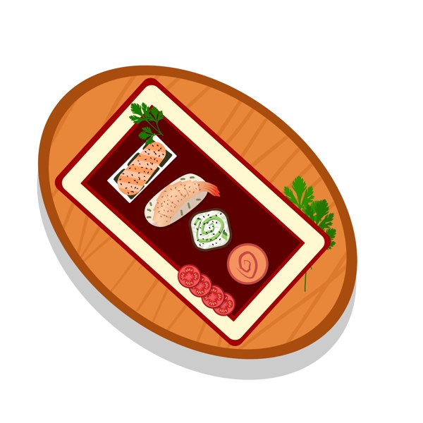 日本特色美食ai原创矢量寿司盘子饭团食物