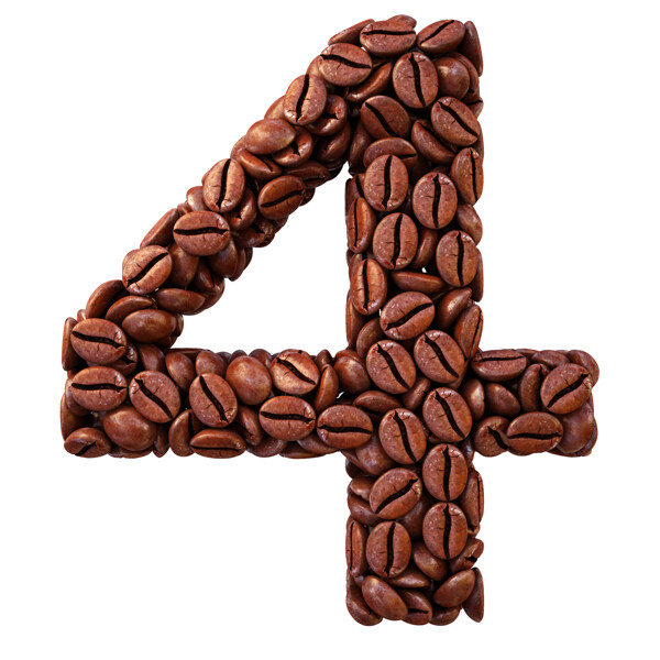 咖啡豆组成的数字4图片