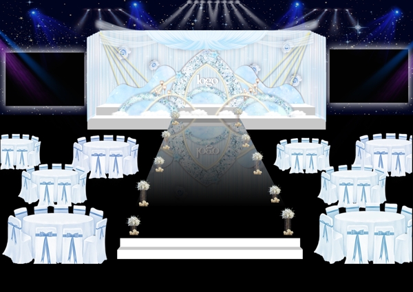 蓝色浪漫婚礼舞台