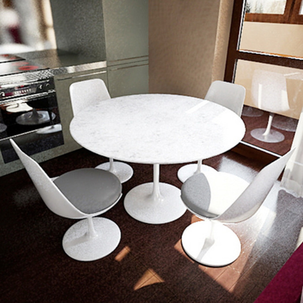 白色简洁的桌椅组合含贴图