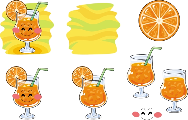 手绘橙汁表情图片
