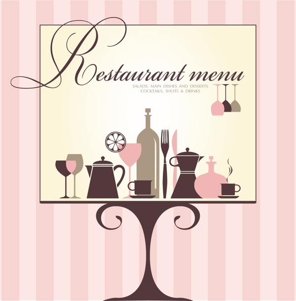 复古餐馆的菜单封面设计的艺术载体03
