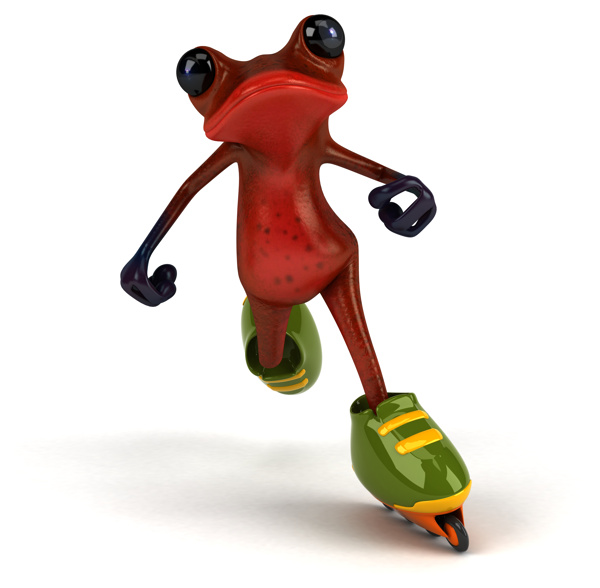 在溜冰的卡通青蛙图片