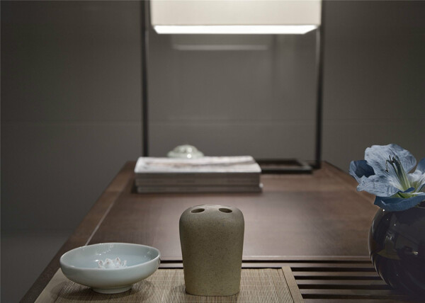 日式清新客厅木制餐桌室内装修效果图