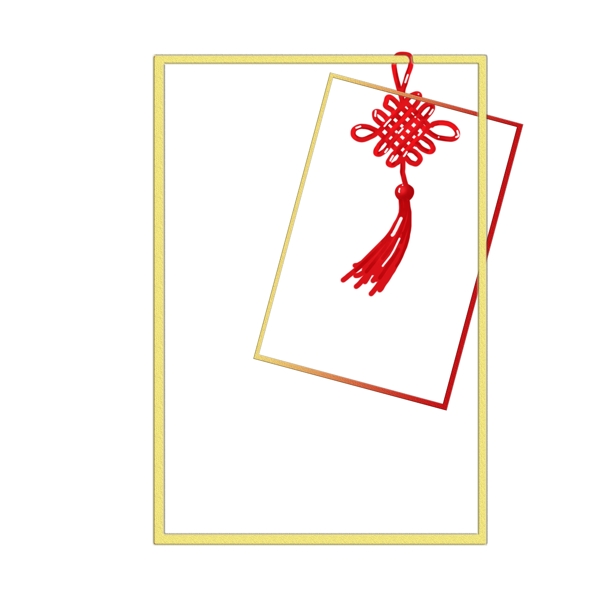 金色边框红色中国结手绘装饰
