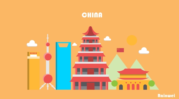 扁平風(fēng)印象中國ai源文件
