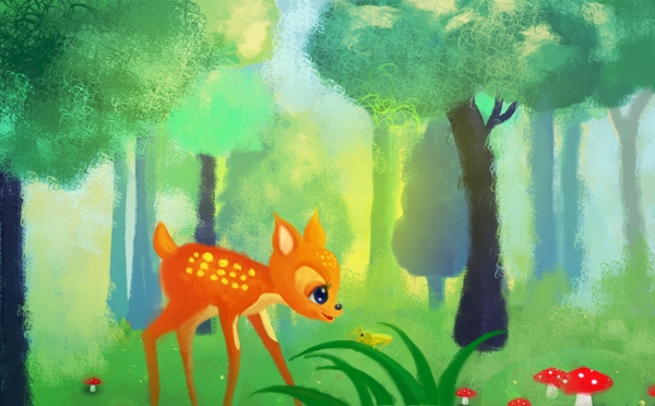 森林小鹿儿童插画