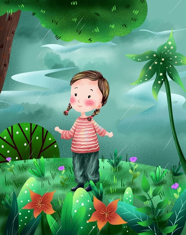 原創(chuàng)小清新插畫谷雨
