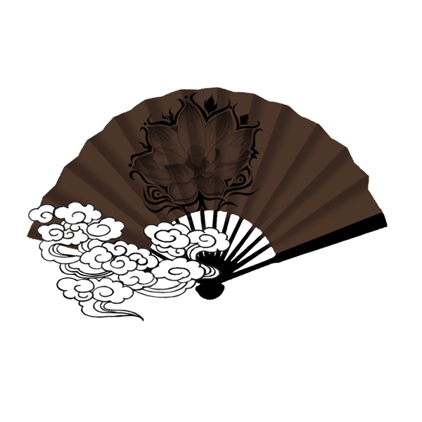 手繪中國風(fēng)折扇祥云可商用元素