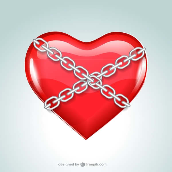 创意铁链捆住的爱心矢量素材
