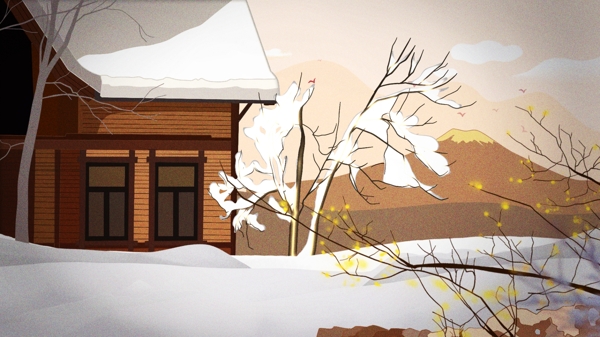冬天你好大雪皑皑复古小屋冬季美景