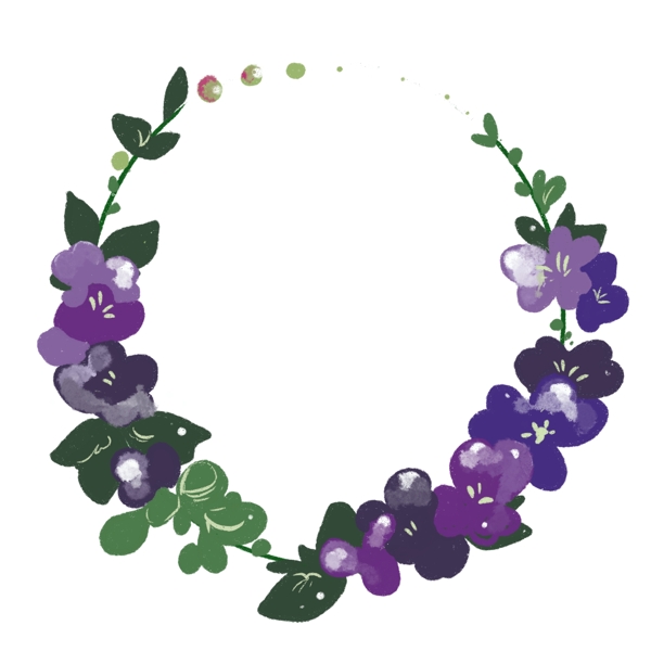 紫花花环圆形边框