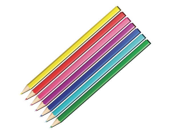 矢量彩色铅笔学习用具元素
