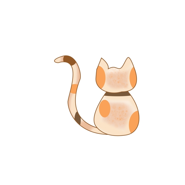 手绘一只小花猫背影设计