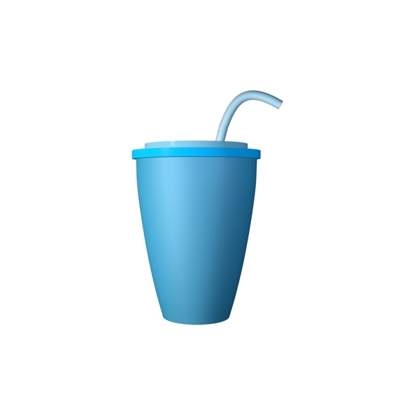 生活用品吸管水杯藍(lán)色吸管水杯C4D