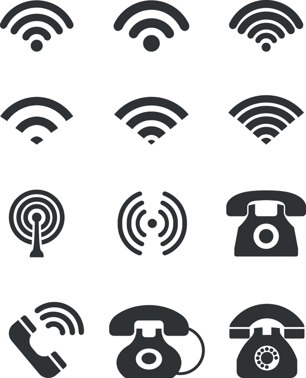 矢量wifi及电话图标