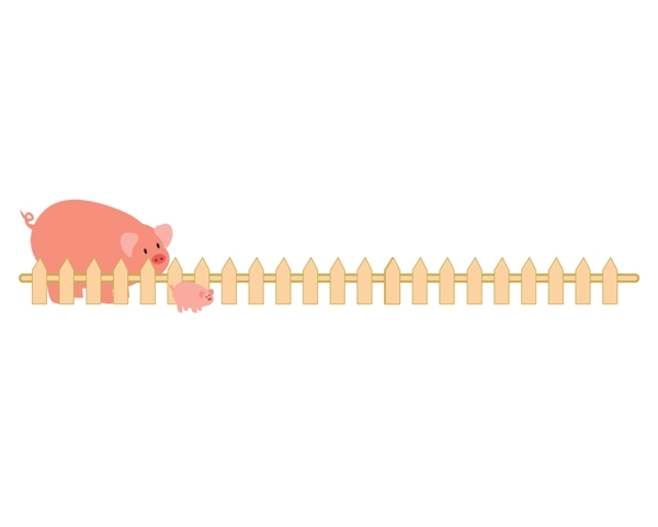 小猪栅栏分割线插画