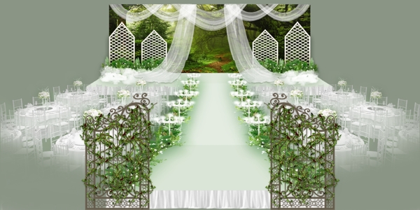 爱在森林绿色清新婚礼效果图设计