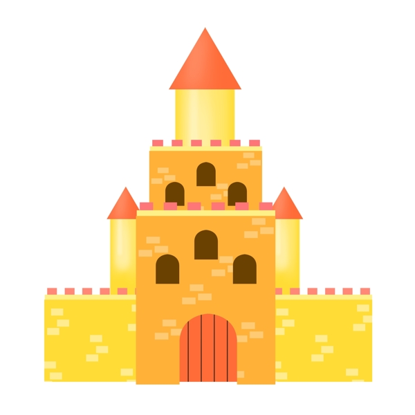 黄色的城堡建筑插画