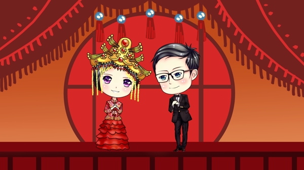 中式婚礼礼服新人迎宾