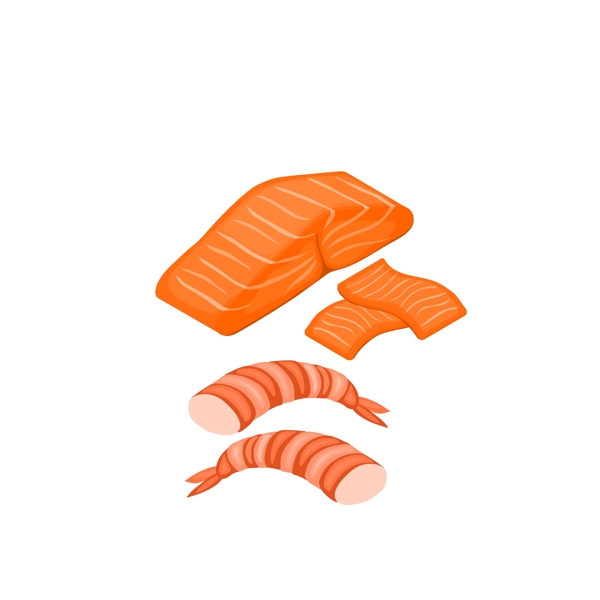 生鲜水产海鲜三文鱼虾矢量卡通