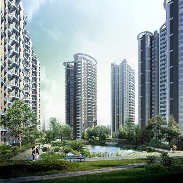 小區(qū)建筑景觀效果圖片