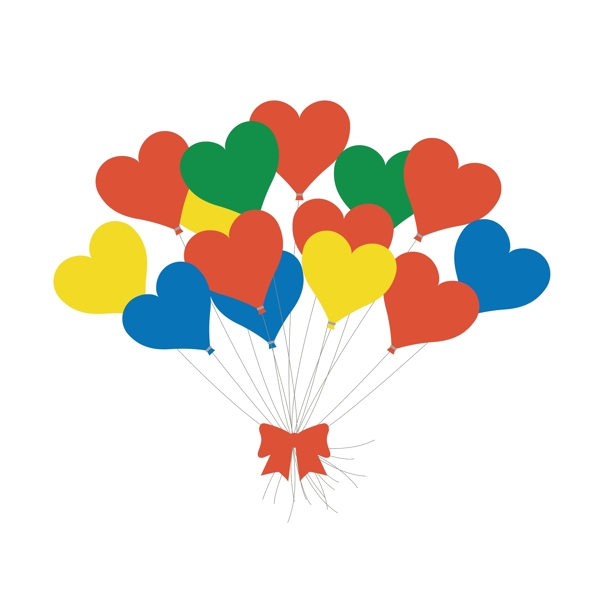 彩色爱心漂浮气球矢量可商用元素