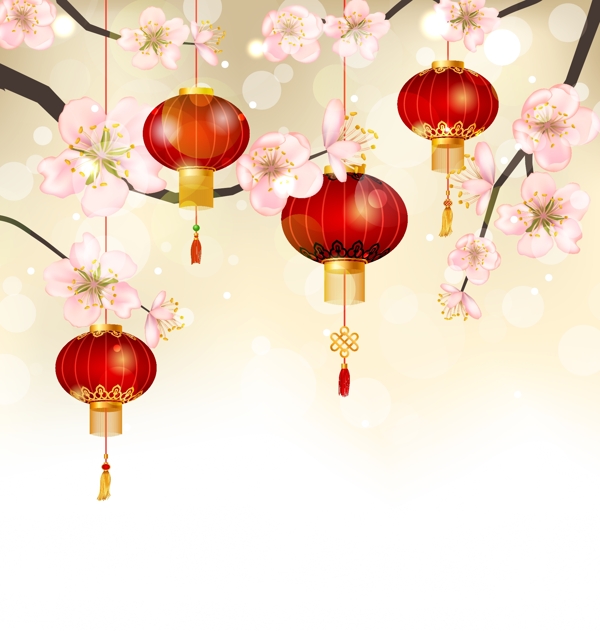 燈籠和桃花