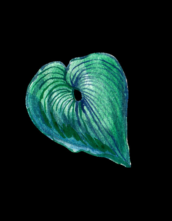 手绘绿色植物卡通透明水彩素材