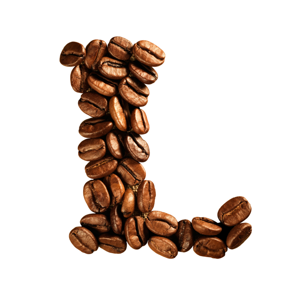 咖啡豆组成的字母L图片