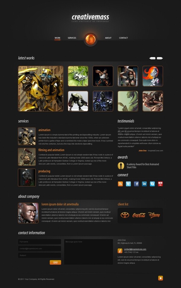 圆滑的creativemass网站模板PSD