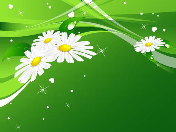 绿色环保动感线条鲜花水珠图片
