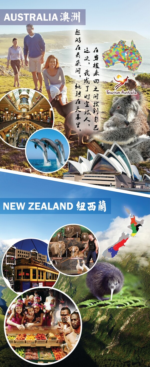 澳洲與紐西蘭旅游海報