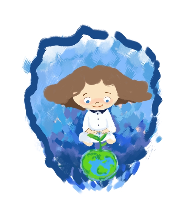 爱护地球环保主题插画