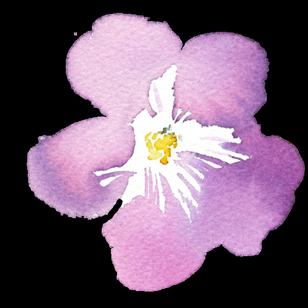 手绘渲染紫色花朵PNG透明素材