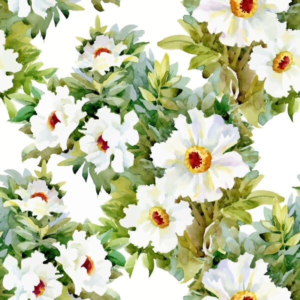 清新白色花朵背景