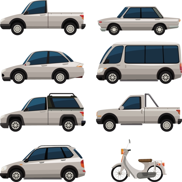 不同車型白色插圖