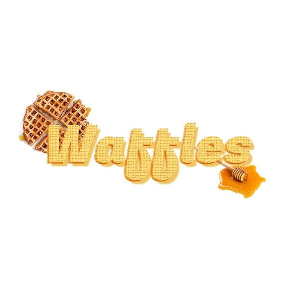 可爱的华夫饼简单字体与插图