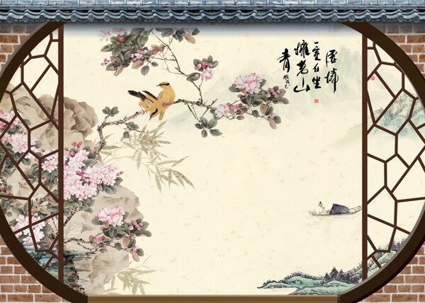 新中式背景墻