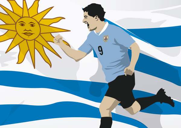 LuisSuarez与乌拉圭国旗