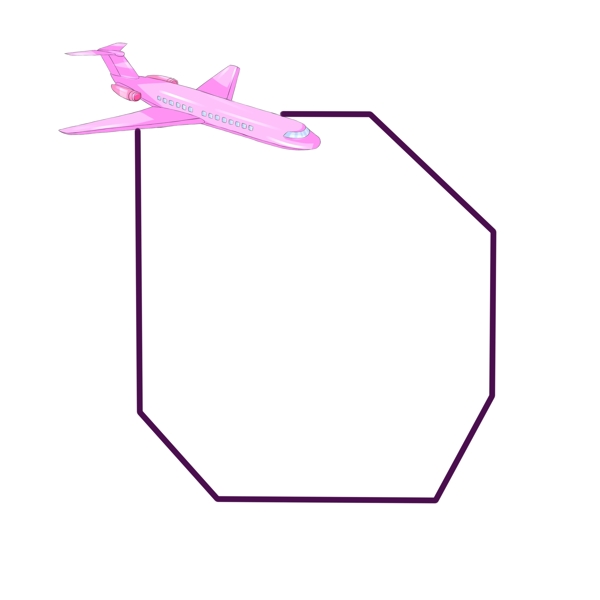 粉色飞机边框插画