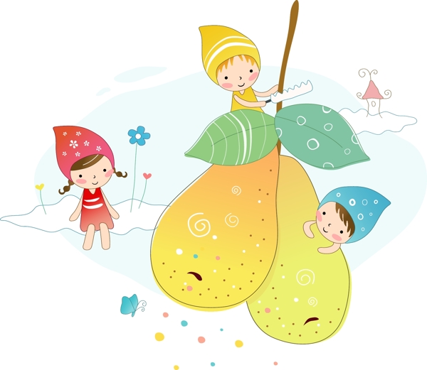 孩子和水果