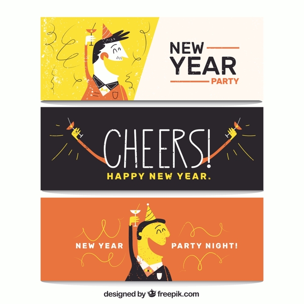 彩色新年派对banner
